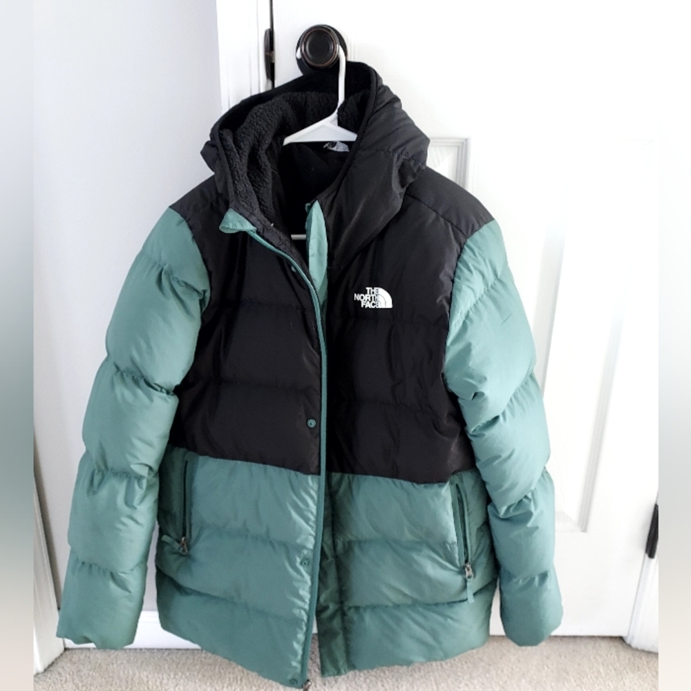 The North Face Green and Black Puffer Jacket